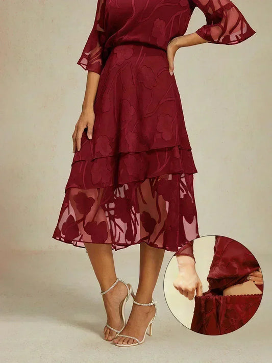 Floral Chiffon Midi Skirt