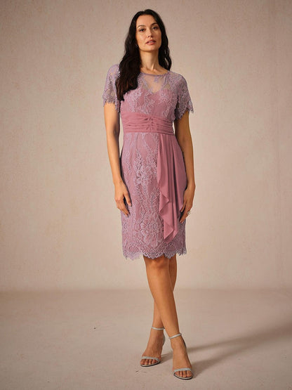 Lace-Tiered-Chiffon-3/4-Length-Sleeve-Dress-Blush-Pink-S10840911