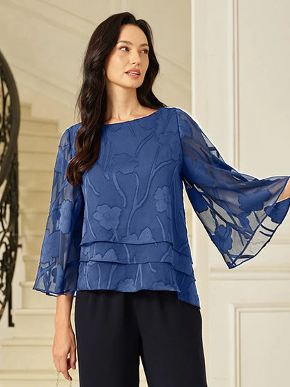 Chiffon Bloemenlaagjes Blouse
