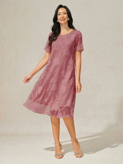 Floral Sheer Chiffon Knee-Length A Line Dress