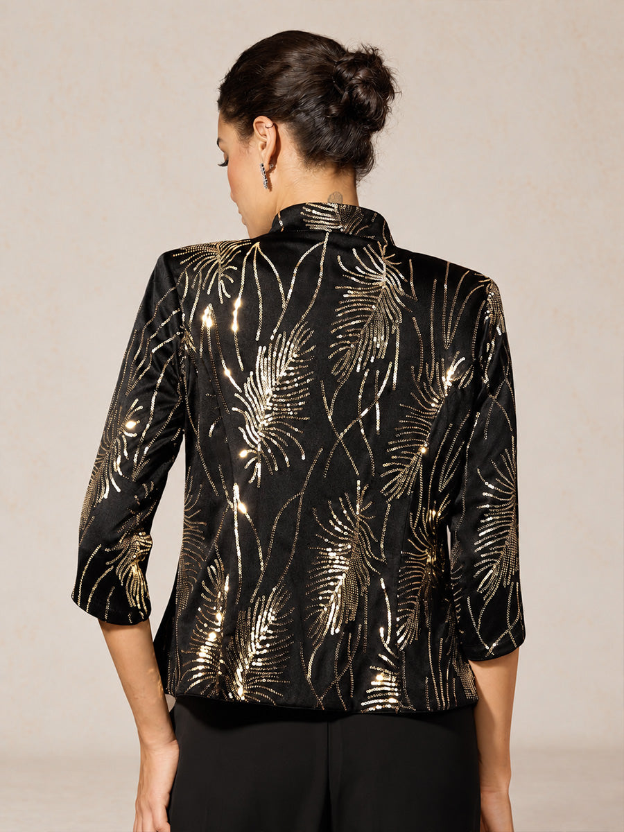 Mandarin Collar Sequin Twinset