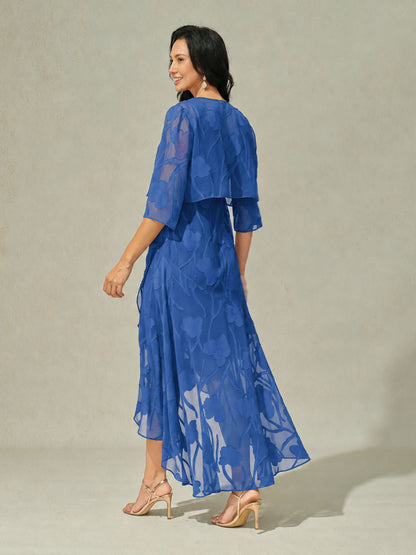 Robe De Soirée Sans Manches En Chiffon À Motif Floral Avec Ourlet Asymétrique