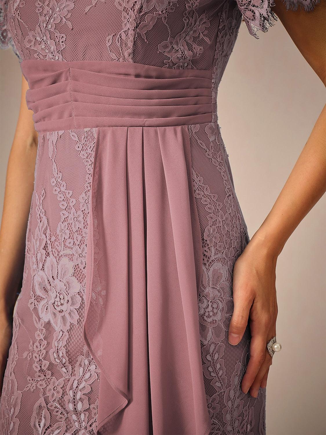 Lace-Tiered-Chiffon-3/4-Length-Sleeve-Dress-Blush-Pink-S10840911