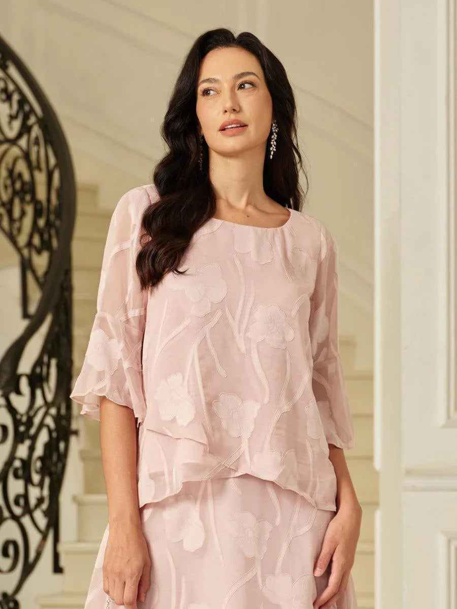 Dressy Chiffon Asymmetric Hem Blouse