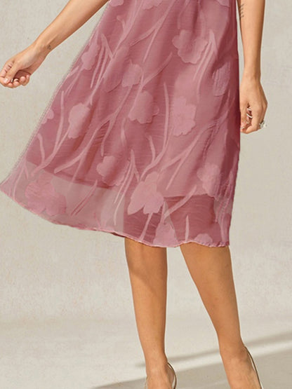 Floral Sheer Chiffon Knee-Length A Line Dress