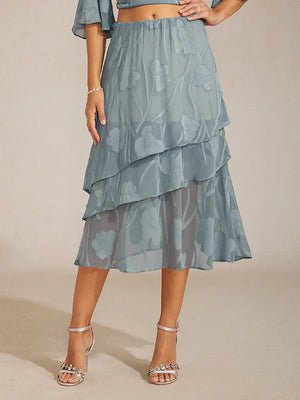 Chiffon-Midirock mit Blumenmuster