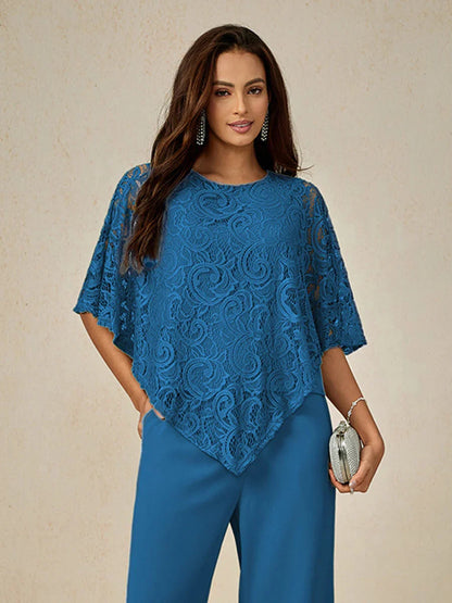 優雅蕾絲蝙蝠袖上衣