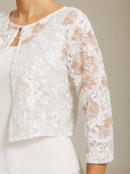 Veste en Dentelle à Rosettes avec Ornements en Sequins