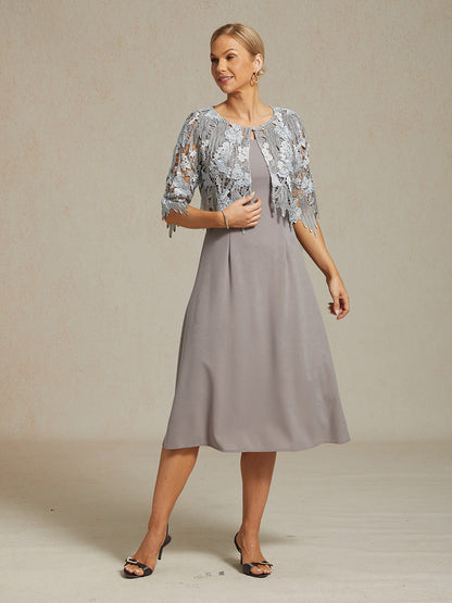 Chic Embroidered Lace Jacket with Rhinestone Button