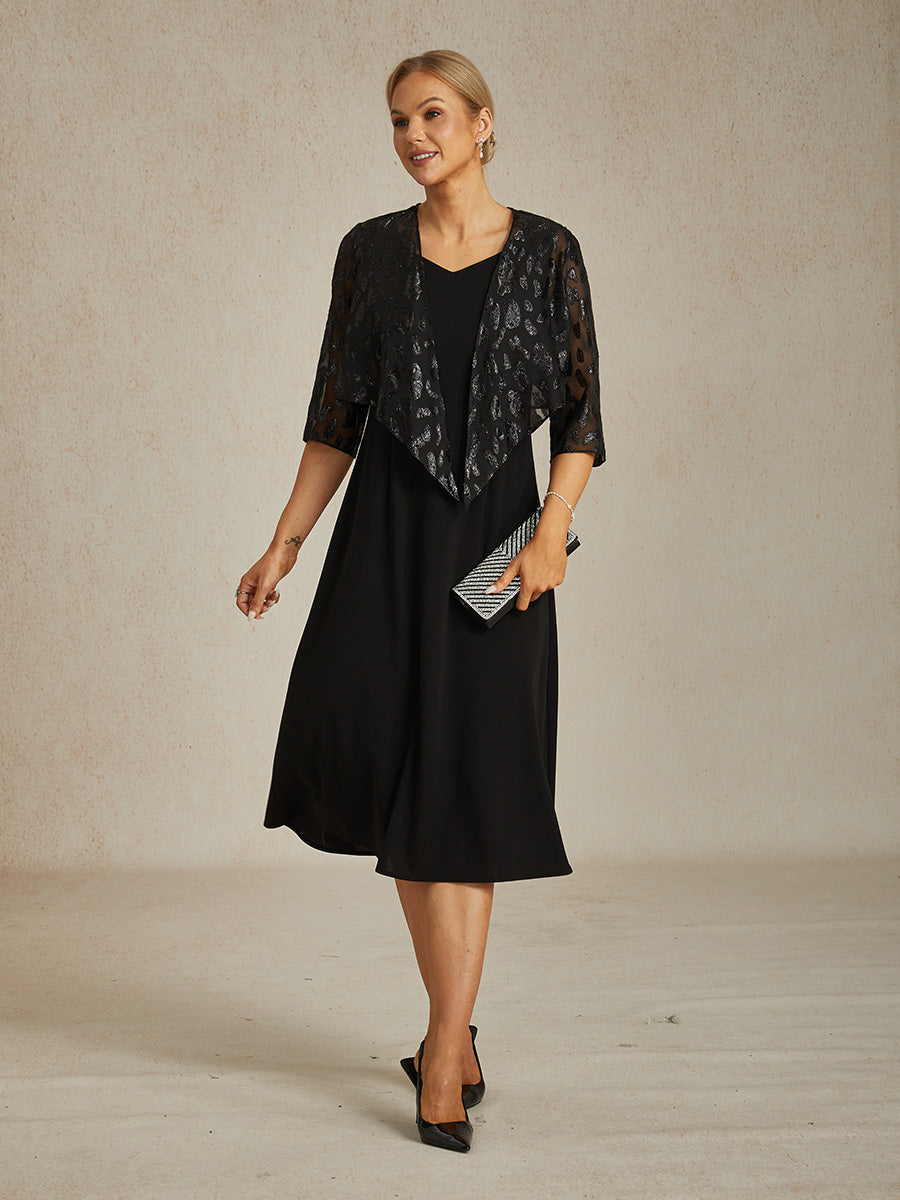 Chic Leopard Chiffon Shrug with Metallic Threads