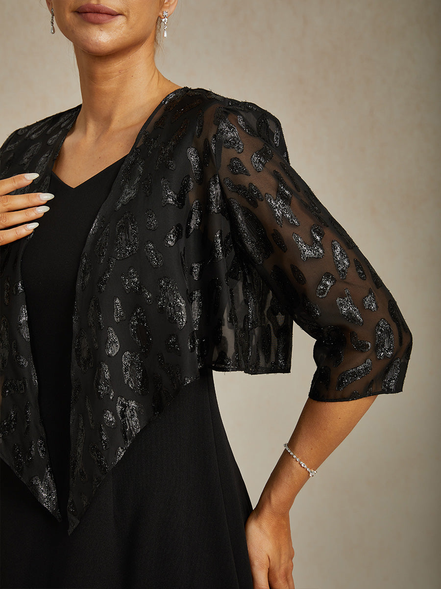 Chic Leopard Chiffon Shrug with Metallic Threads