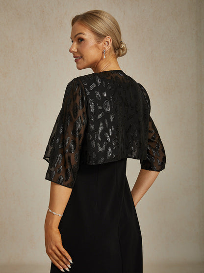 Chic Leopard Chiffon Shrug with Metallic Threads
