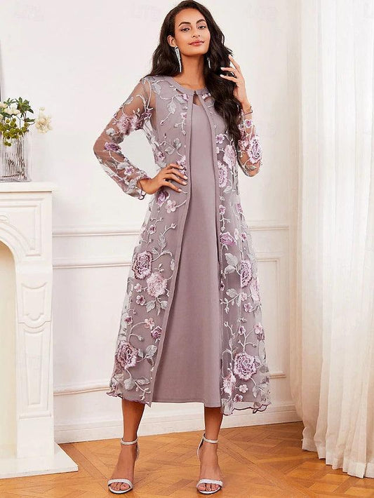A-line Dress With Embroidered Lace Jacket