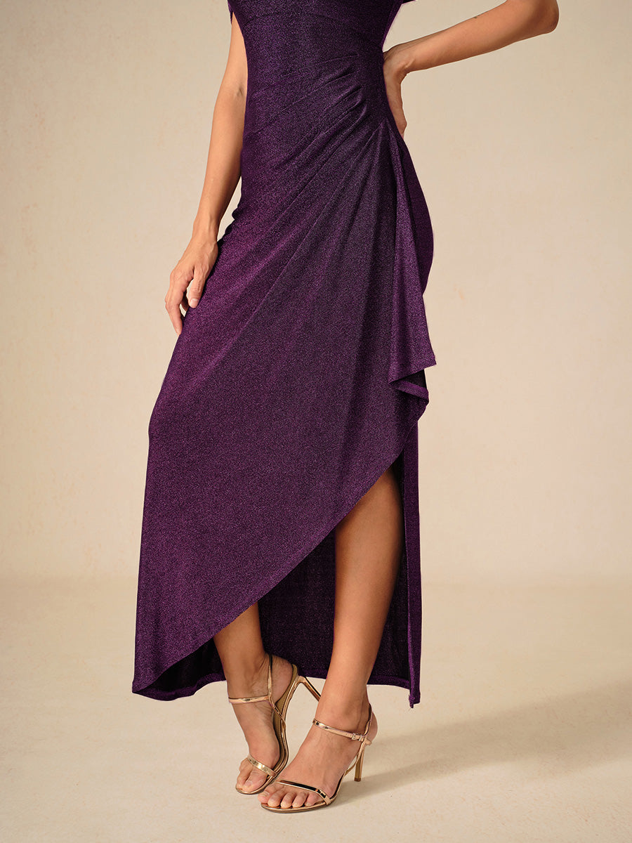 Cold Shoulder Glitter Metallic Knit Dress