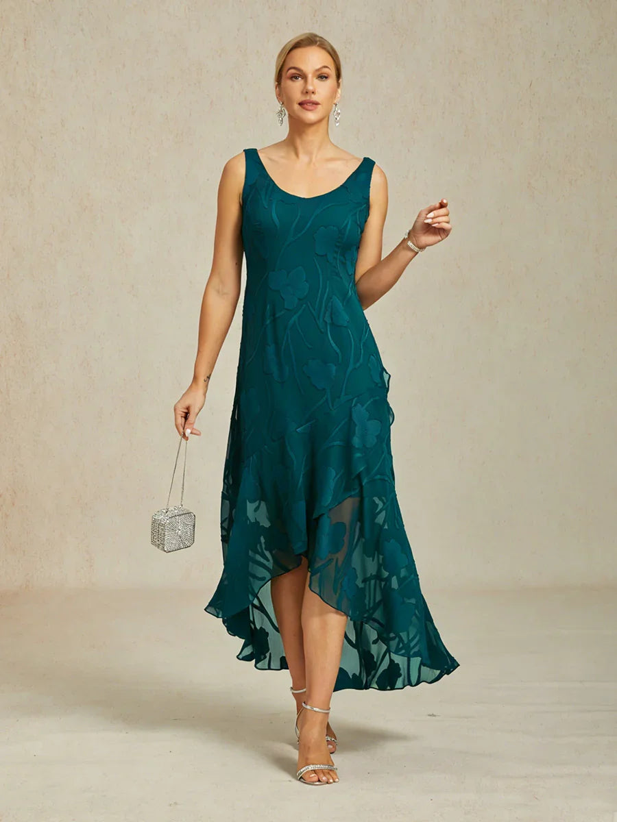 Floral Chiffon Evening Gown ??C Sleeveless A-Line Dress with Asymmetrical Hem for Weddings Formal Events msglamor Floral Chiffon Evening Gown ??C Sleeveless A-Line Dress with Asymmetrical Hem for Weddings Formal Events msglamor