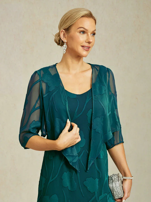 Floral Sheer Chiffon 3/4 Sleeve Shrug