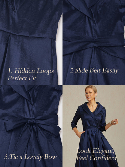 High Low Taffeta Cocktail Dress with Tie Belt