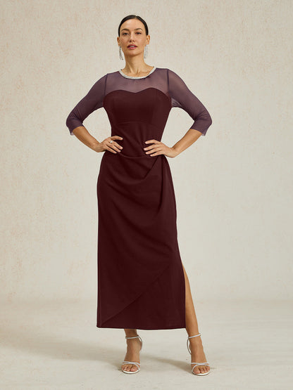 Elegant Beaded Illusion Neckline Formal Dress