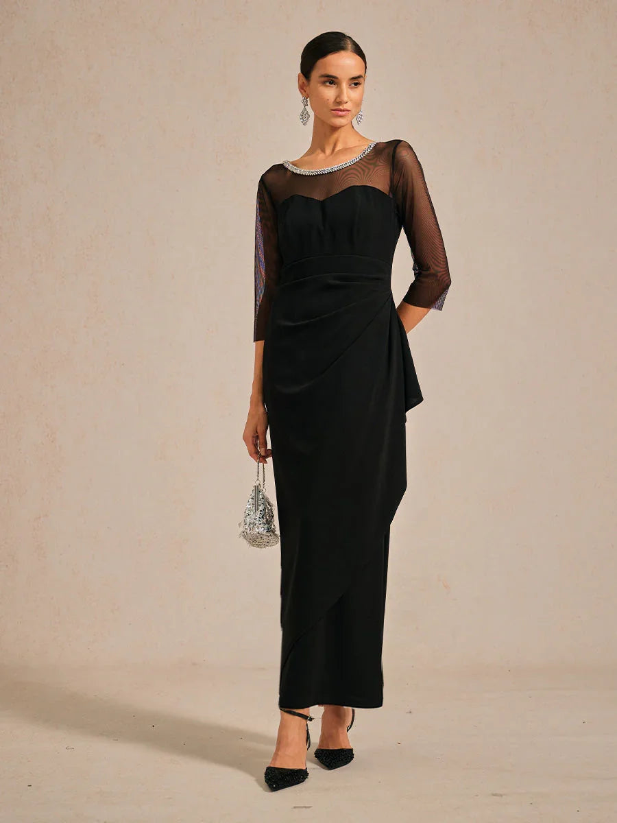 Elegant Beaded Illusion Neckline Formal Dress msglamor Elegant Beaded Illusion Neckline Formal Dress msglamor