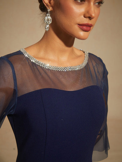 Elegant Fitted Cocktail Dress with Flared Sleeves