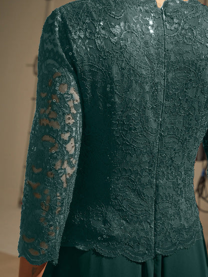 Elegant Lace and Chiffon Floor-Length Dress