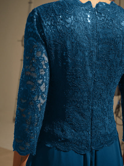 Elegant Lace and Chiffon Floor-Length Dress