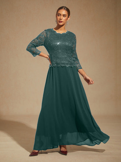 Elegant Lace and Chiffon Floor-Length Dress