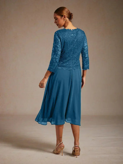 Elegantes knielanges Kleid aus Spitze und Chiffon