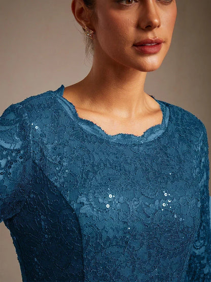 Elegantes knielanges Kleid aus Spitze und Chiffon