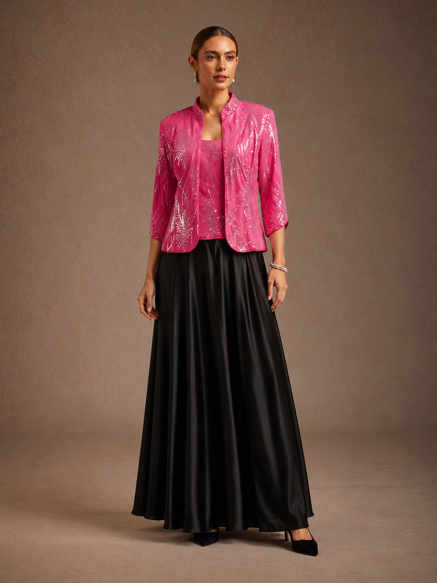 Twinset Élégant à Col Mandarin et Sequins