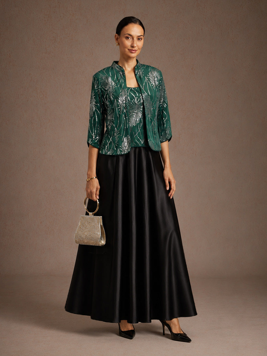 Twinset Élégant à Col Mandarin et Sequins