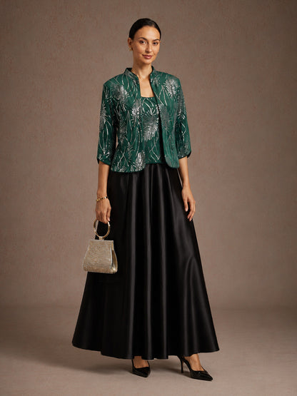 Twinset Élégant à Col Mandarin et Sequins