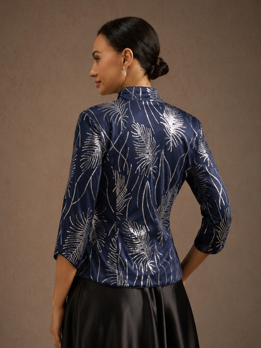 Twinset Élégant à Col Mandarin et Sequins