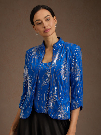 Twinset Élégant à Col Mandarin et Sequins