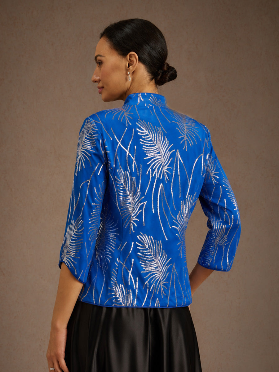Twinset Élégant à Col Mandarin et Sequins