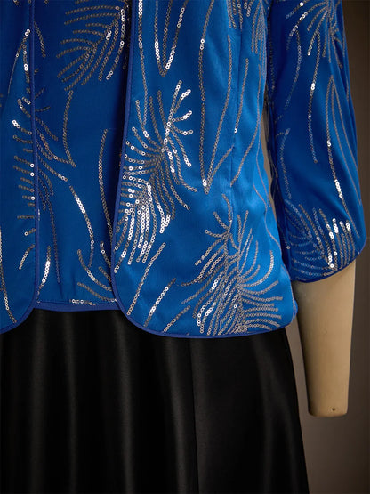 Elegant Mandarin Collar Sequin Twinset