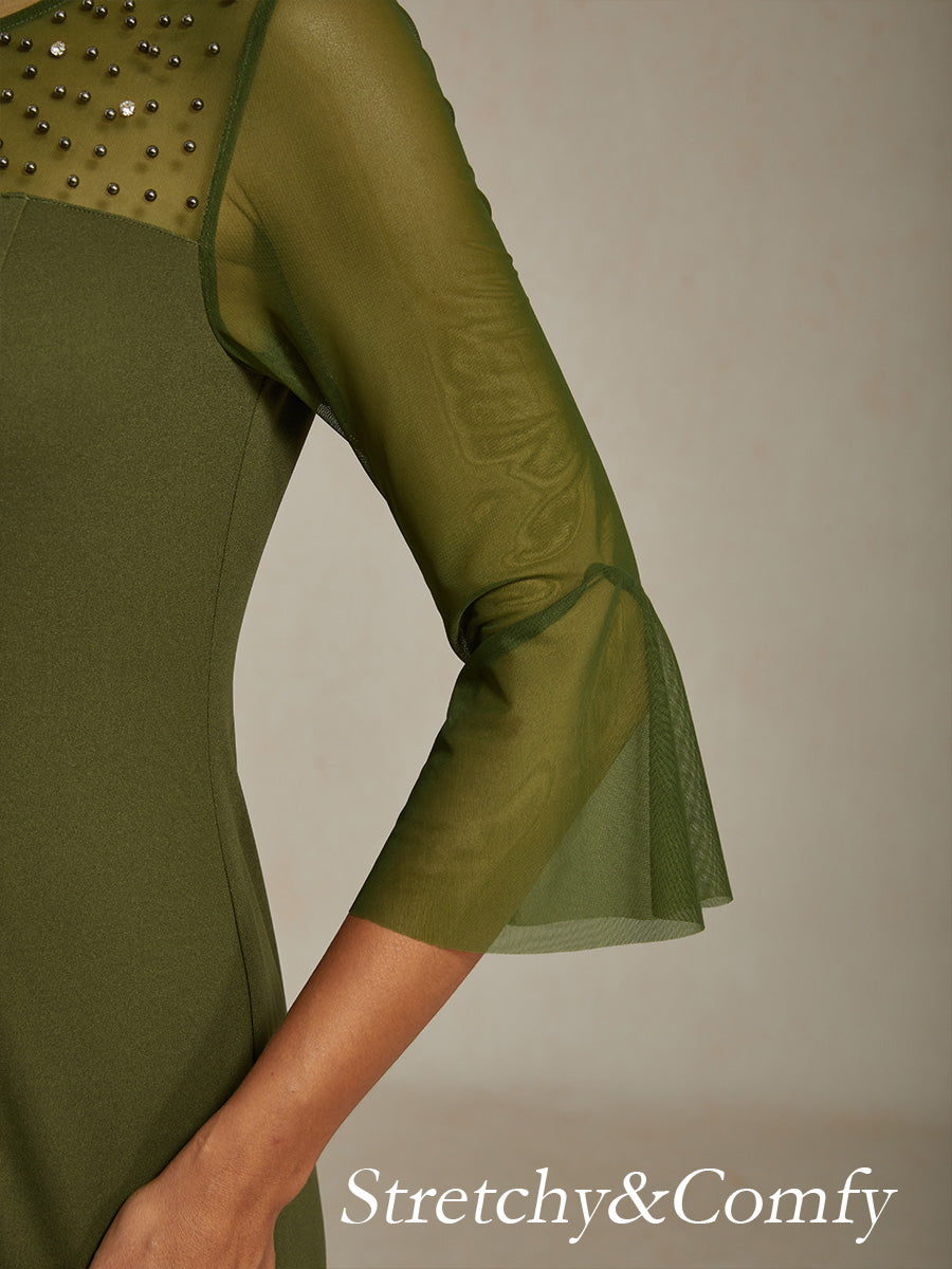 Elegant Sheath Cocktail Dress with Embellished Illusion Mesh Neckline