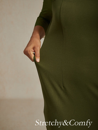 Elegante abito a tubino da cocktail con scollo in rete illusion decorata