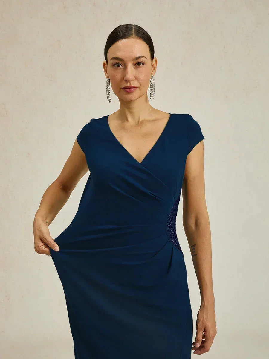 Elegant Wrap Dress with Rhinestone
