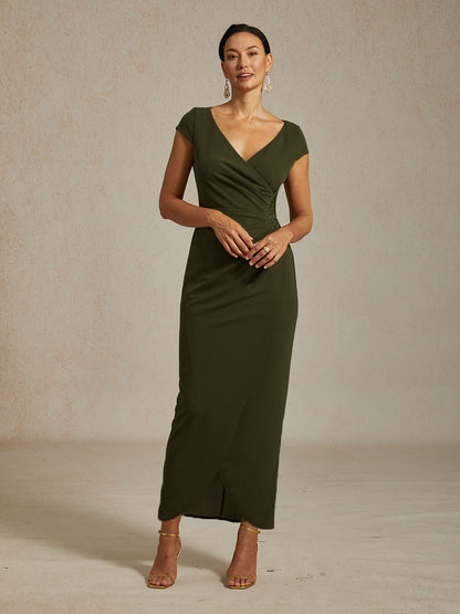 Elegant Wrap Dress with Rhinestone