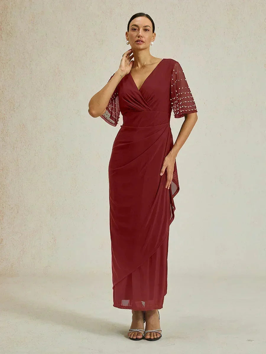 Elegant Formal Dress with Embellished Flutter Sleeves msglamor Elegant Formal Dress with Embellished Flutter Sleeves msglamor