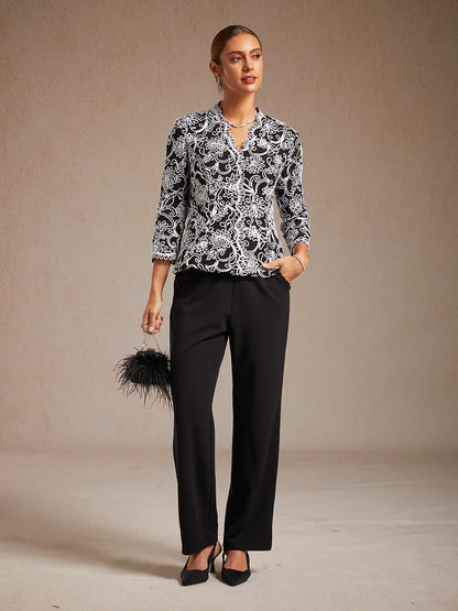 Floral Embroidered V-Neck Blouse