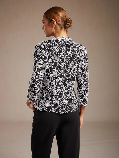 Floral Embroidered V-Neck Blouse