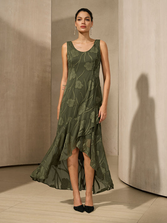 Floral Chiffon Sleeveless Gown