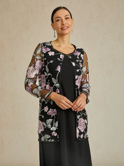 Jacke aus Spitze mit Blumenstickerei