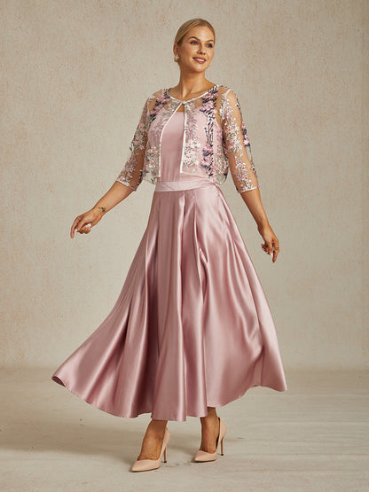 Floral Embroidered Lace Jacket with Rhinestone Button