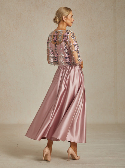 Floral Embroidered Lace Jacket with Rhinestone Button