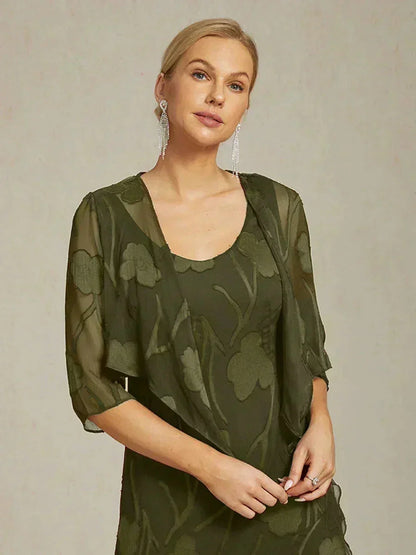 Floral Sheer Chiffon 3/4 Sleeve Shrug