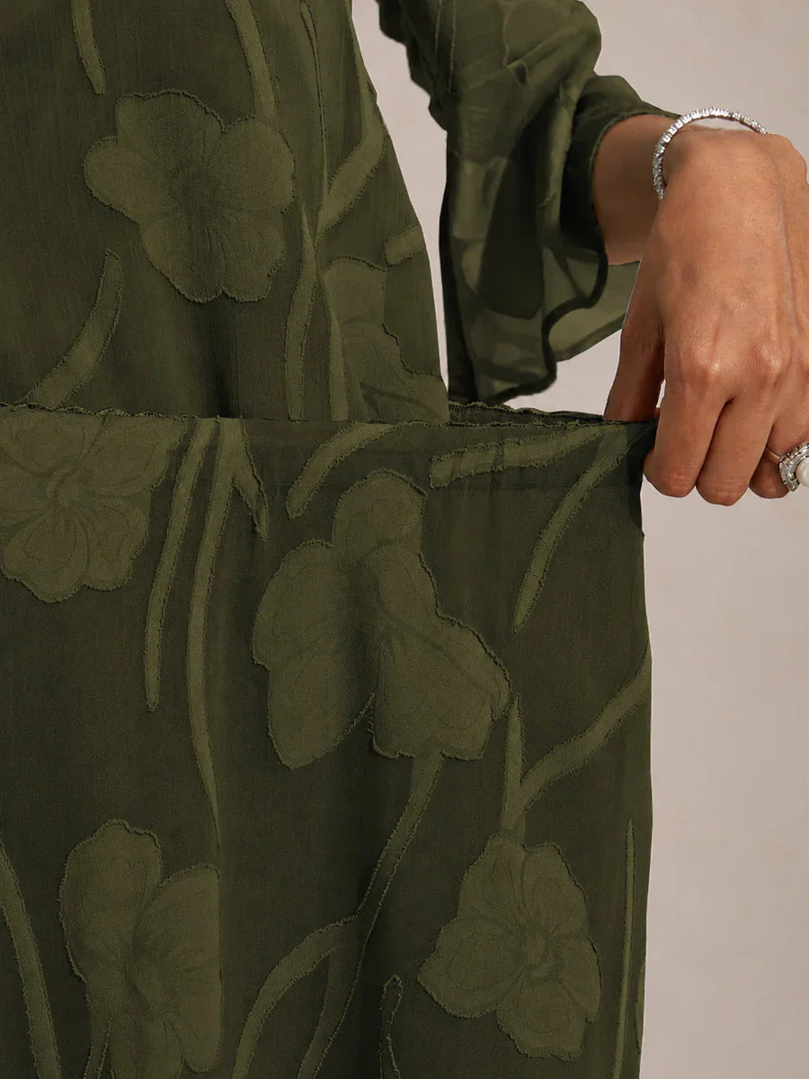 Floral Chiffon Midi Skirt