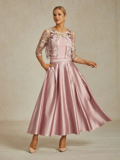 Formelles Ballkleid aus Satin in A-Linie mit Taschen